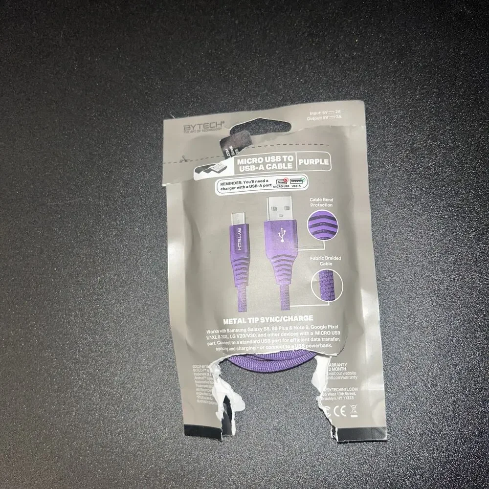 New Bytech Purple 6 Foot Premium Micro USB Cable
